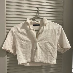 Brandy Melville white button up top